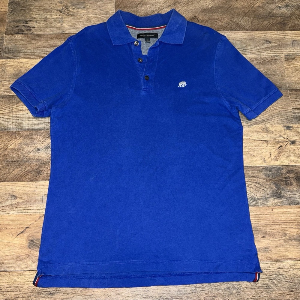 Banana Republic Polo Shirt Mens Small Blue Stretch Cotton Spandex Knit Casual